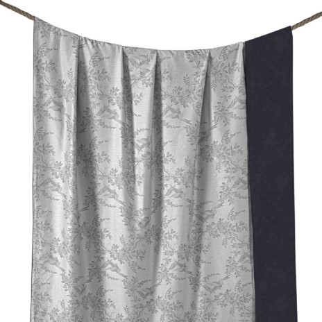 Lenjerie pat satin jacquard 300TC La Romano Merida Gri set 6 piese floral gri bleumarin