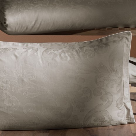 Lenjerie de pat La Romano Vandela Rock bumbac satinat 300 TC model ornamental arabescuri bej grej