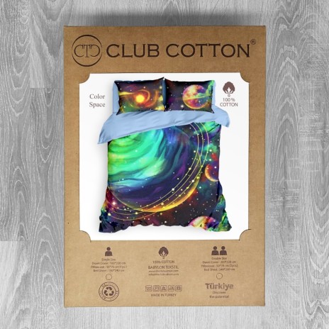 Lenjerie pat dublu bumbac 100% ranforce, Club Cotton, Color Space