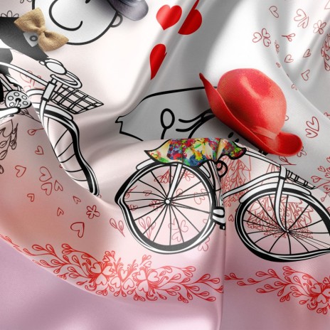 Lenjerie de pat dublu bumbac 100% ranforce Club Cotton Humy, cuplu pe bicicletă