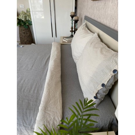 Lenjerie de pat dublu din bumbac 100% ranforce model Club Cotton Pure Antracit cu design simplu în nuanțe de antracit și alb