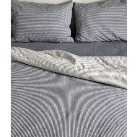 Lenjerie de pat dublu din bumbac 100% ranforce model Club Cotton Pure Antracit cu design simplu în nuanțe de antracit și alb