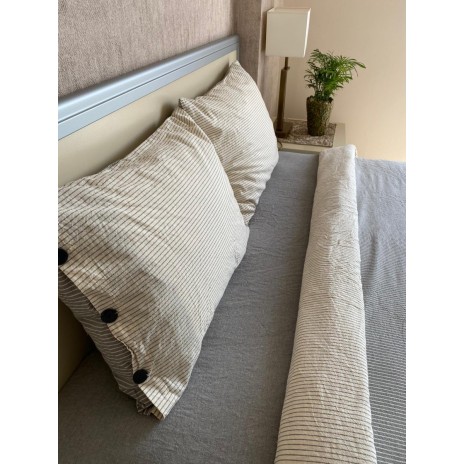 Lenjerie de pat dublu din bumbac 100% ranforce model Club Cotton Pure Indigo cu design simplu în nuanțe de indigo și alb