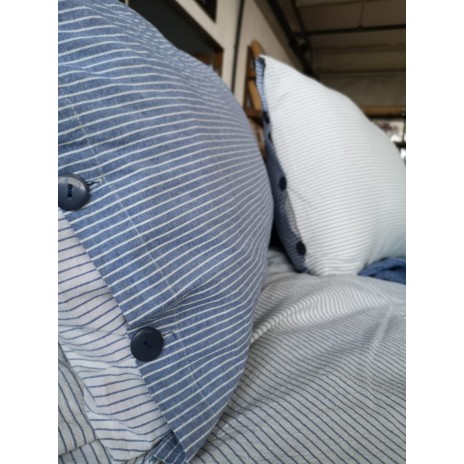 Lenjerie de pat dublu din bumbac 100% ranforce model Club Cotton Pure Indigo cu design simplu în nuanțe de indigo și alb