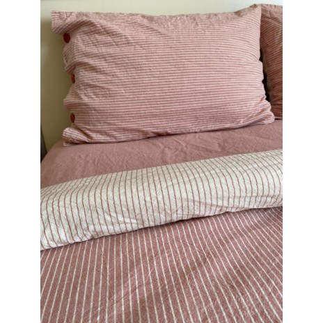 Lenjerie de pat dublu din bumbac 100% ranforce model Club Cotton Pure Terra cu design simplu în nuanțe de roz și alb