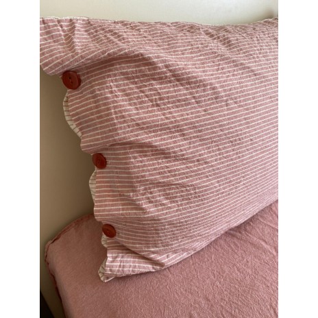 Lenjerie de pat dublu din bumbac 100% ranforce model Club Cotton Pure Terra cu design simplu în nuanțe de roz și alb