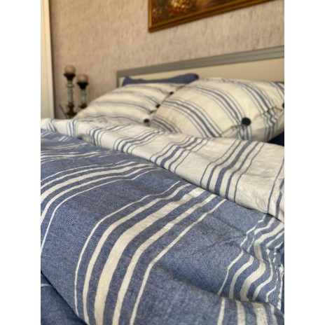 Lenjerie pat dublu bumbac 100% ranforce, Club Cotton, Nature Indigo