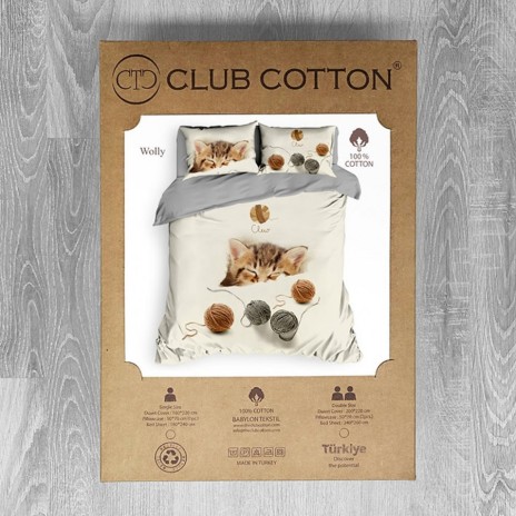 Lenjerie pat dublu bumbac 100% ranforce, Club Cotton, Wolly