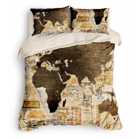 Lenjerie pat dublu bumbac 100% ranforce, Club Cotton, World Map