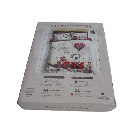 Lenjerie de pat dublu bumbac 100% ranforce Club Cotton Yumy TK, căței îndrăgostiți