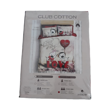 Lenjerie de pat dublu bumbac 100% ranforce Club Cotton Yumy TK, căței îndrăgostiți