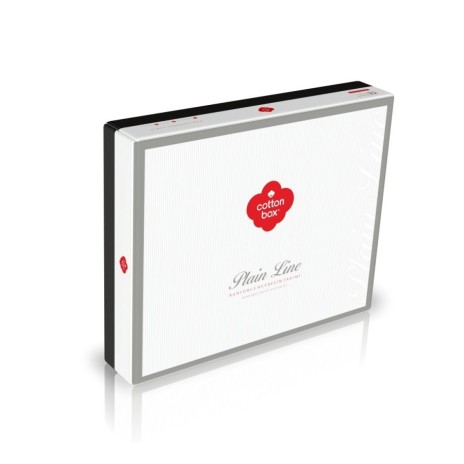 Lenjerie de pat dublu bumbac 100% ranforce Cottonbox Bitter, design modern minimalist în antracit cu detalii negre.