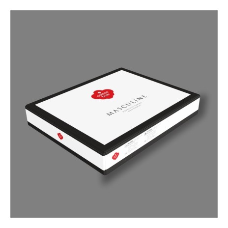 Lenjerie pat dublu bumbac 100% ranforce Cotton Box Jonas Claret Red, design modern în carouri și dungi în roșu închis, gri și alb.