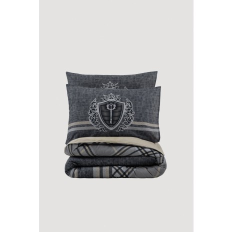 Lenjerie de pat Thor-Beige cu nuanțe de bej și gri, motive decorative elegante
