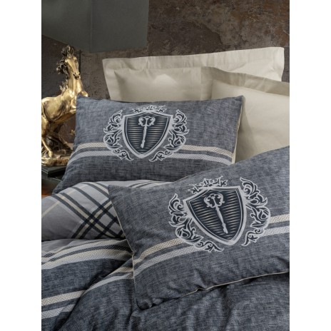 Lenjerie de pat Thor-Beige cu nuanțe de bej și gri, motive decorative elegante