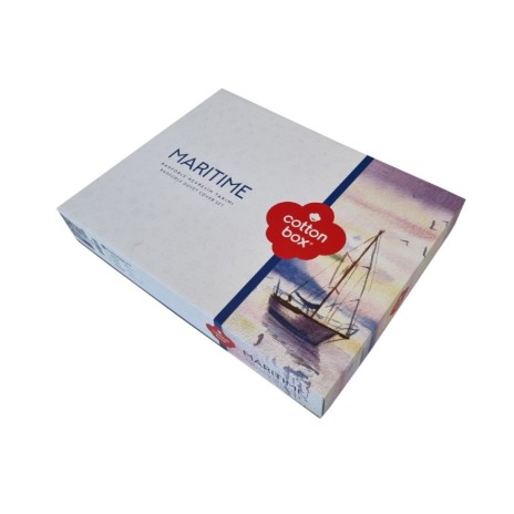 Lenjerie de pat din bumbac 100% ranforce, model Wind Beige, motive nautice și carouri în nuanțe de bej, alb și albastru
