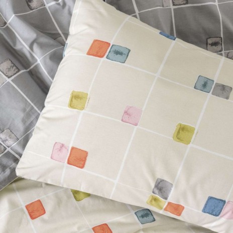 Lenjerie pat dublu cu elastic Cotton Box Evo Gri bumbac 100% ranforce design geometric