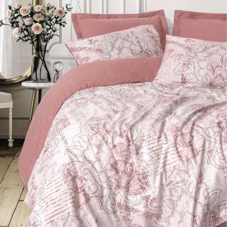 Lenjerie pat dublu Cotton Box Livara bumbac 100% ranforce model floral roz pudrat