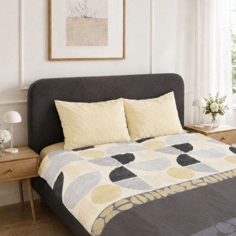 Lenjerie pat dublu Cotton Box Formo Bej bumbac 100% ranforce model geometric bej gri