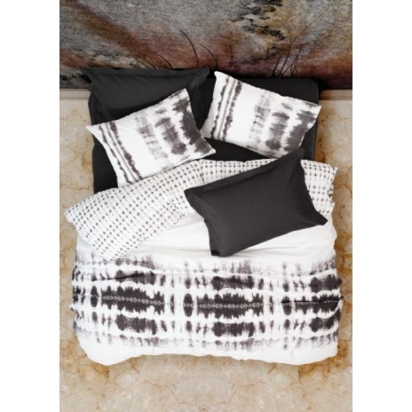 Lenjerie de pat Cottonbox, din bumbac 100% ranforce, alb-negru cu imprimeuri abstracte