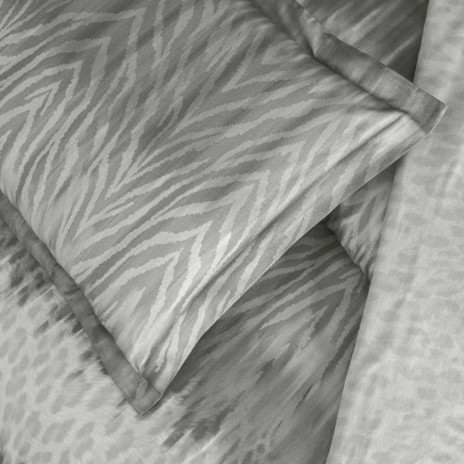 Lenjerie pat dublu bumbac 100% satinat TAC Mako Satin Zavora Antracit model abstract gri