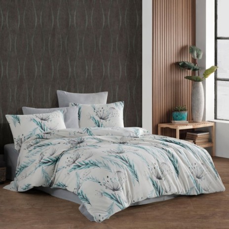 Lenjerie pat dublu bumbac ranforce 4 piese, cearceaf pat 240x260cm, Dream Ceila Mint