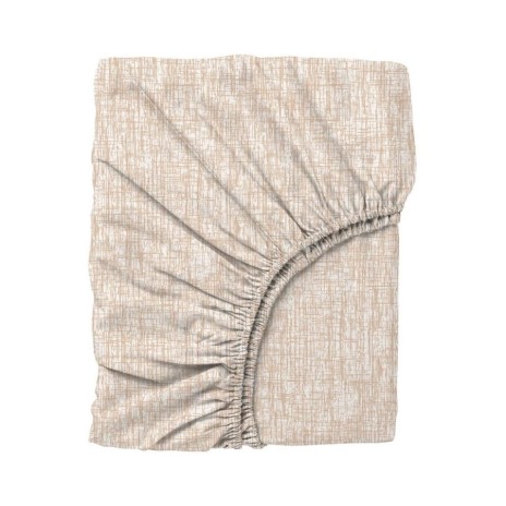 Lenjerie pat dublu bumbac ranforce cu elastic Kare bej Cozy Home cu carouri crem