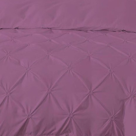 Llenjerie de pat din finet mov pudra cu pliuri decorative, 6 piese