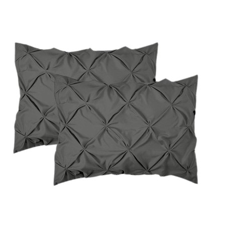 Llenjerie de pat din finet gri închis cu pliuri decorative, 6 piese