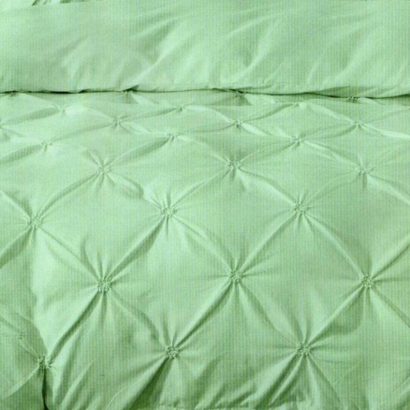 Llenjerie de pat din finet verde menta cu pliuri decorative, 6 piese