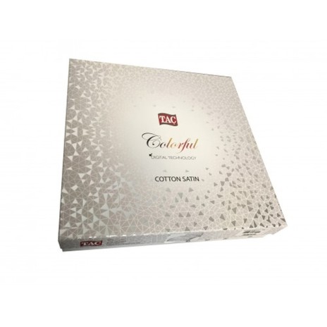 Lenjerie de pat satin de lux 6 piese TAC Delux Digital Berea, cu flori portocalii, fundal negru, bumbac satinat