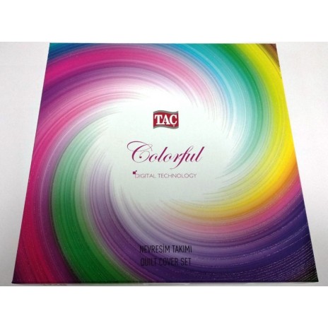 Lenjerie de pat albă Gileza din satin de bumbac cu flori violet și mov și frunze verzi, set elegant TAC