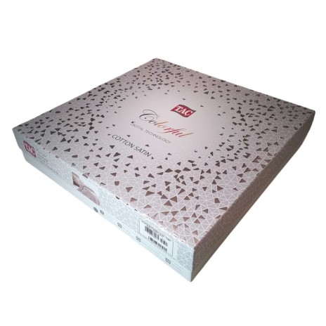 Lenjerie de pat cu flori mici roșu, crem și gri pe fundal gri închis din bumbac satinat TAC, model Rosa Grey, set complet