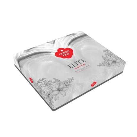 Lenjerie de pat CottonBox Elite Ecru, design floral digital crem și portocaliu, bumbac 100% satinat mercerizat