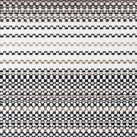 Lenjerie pat dublu TAC Mako Satin Moonlit bumbac satinat model geometric crem bej maro negru