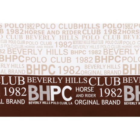 Lenjerie de pat Beverly Hills Polo Club în nuanțe de maro și bej, cu design texturat și logo iconic.