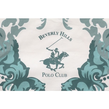 Lenjerie de pat BHPC 024-Green cu nuanțe de verde și alb, design elegant și logo iconic