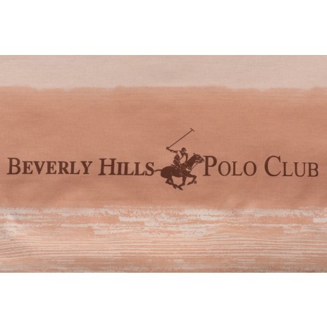 Lenjerie de pat Beverly Hills Polo Club cu dungi bej și maro din bumbac 100% ranforce