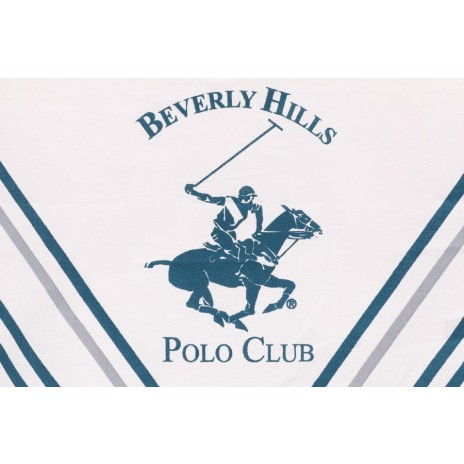 Lenjerie de pat BHPC 025-GreenWhiteGrey cu nuanțe de verde, alb și gri, design elegant și logo iconic