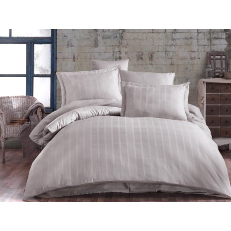 Lenjerie de pat din satin bumbac gri model Ekose