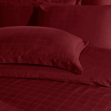 Lenjerie de pat bordo, jacquard, 100% bumbac satinat, set 6 piese.