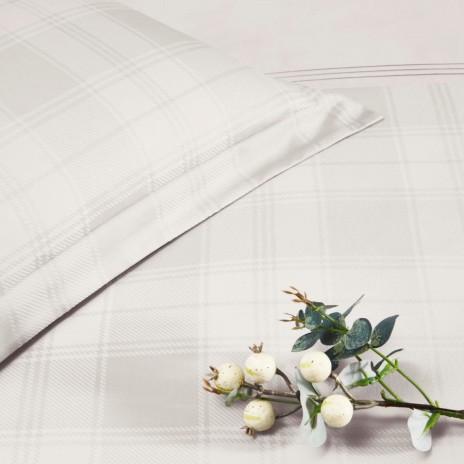 Lenjerie de pat Jacquard Satin de Lux 6 Piese TAC Carly Ecru, detalii complexe, bumbac satinat