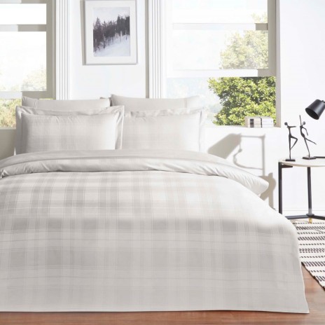 Lenjerie de pat Jacquard Satin de Lux 6 Piese TAC Carly Vizon, detalii complexe, bumbac satinat