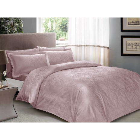 Lenjerie de pat Jacquard Daria lila bumbac satinat, motive complexe jacquard, 6 piese