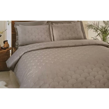 Lenjerie de pat Jacquard satin de lux modelul Cross gri antracit, din bumbac satinat 100%, set de 6 piese