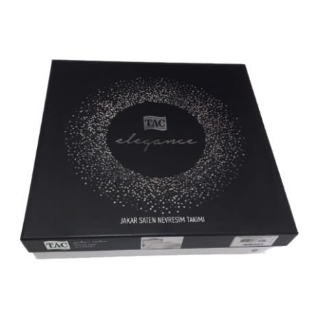 Lenjerie de pat TAC Jacquard cu model texturat în nuanțe de gri-bej, confecționată din satin de lux 100% bumbac