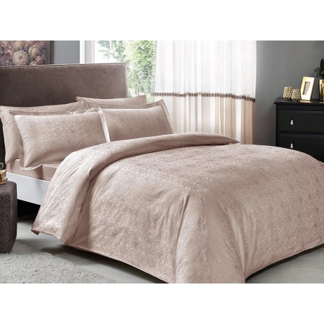 Lenjerie de pat Jacquard Nodus vizon bumbac satinat, motive complexe jacquard, 6 piese ​
