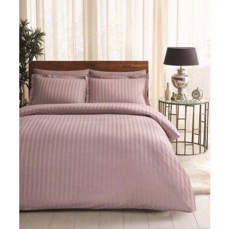 Lenjerie de pat Place cu dungi elegante în nuanțe de lila, din bumbac satinat 100%, set de 6 piese