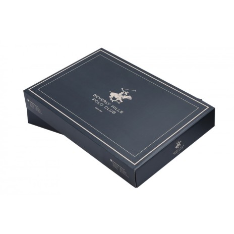 Lenjerie de pat din bumbac satin gri, alb și galben cu logo Beverly Hills Polo Club