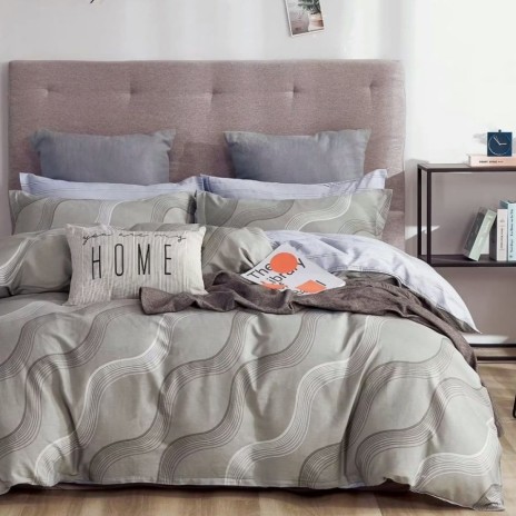 Lenjerie de pat percale ondulat gri din bumbac 100%, set 3 piese, pat de o persoană, fabricată în România
